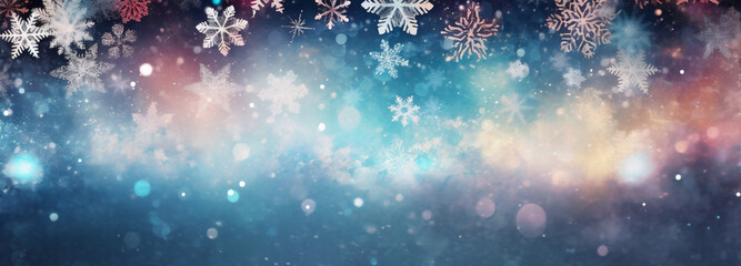 snowflakes shine texture light abstract year defocused bokeh new background pastel christmas. Generative AI.