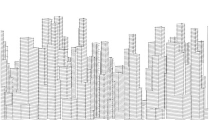 Abstract city sketch 3d rendering