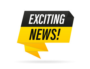 Exciting news. Origami style speech bubble banner. Sticker design template with Exciting news text. Vector EPS 10. Isolated on white background. Vector illustration