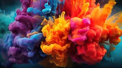 Obraz premium Splash of color paint, water or smoke on dark background, abstract pattern