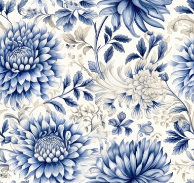Two-color floral pattern. Design for wallpaper, wrapping paper, background, fabric. Seamless pattern with decorative climbing flowers. SEAMLESS WALLPAPER. © lililia