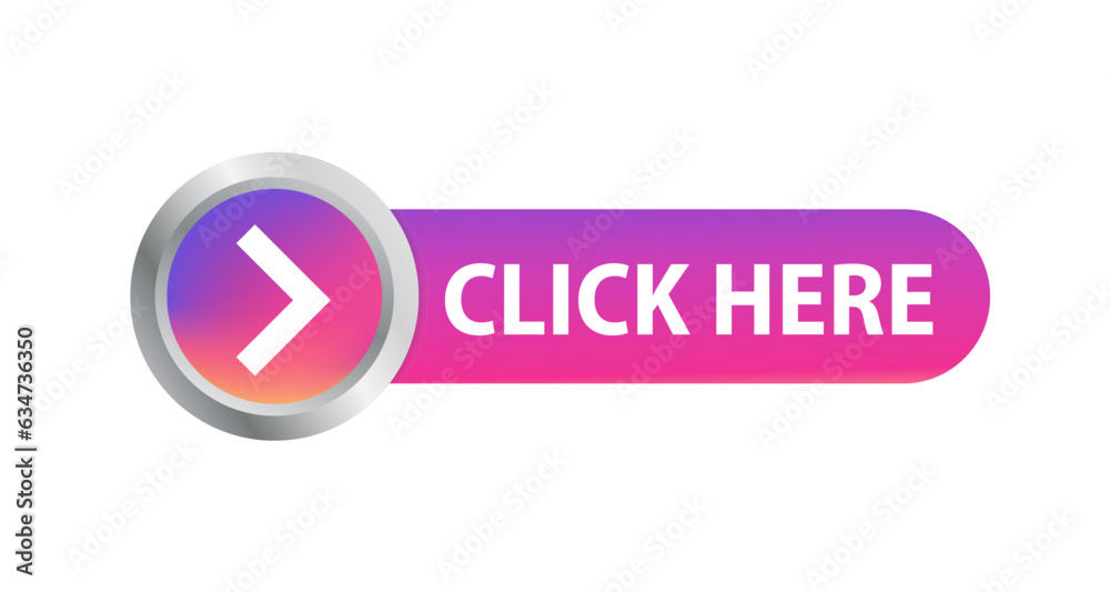 Poster click here banner. web button with hand pointer action. click here, ui button concept. the mouse cur