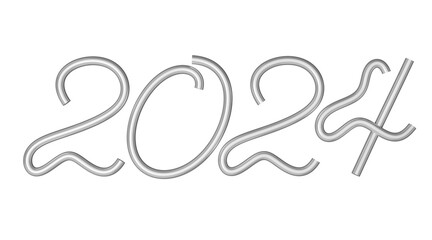 new year 2024 white number