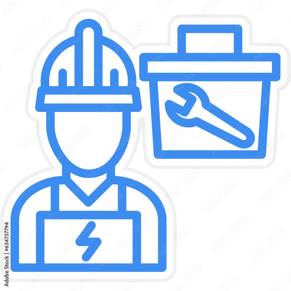 Sticker vector design electrician service icon style