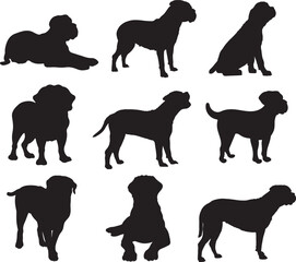 Bullmastiff Dog Vector Silhouette Pack