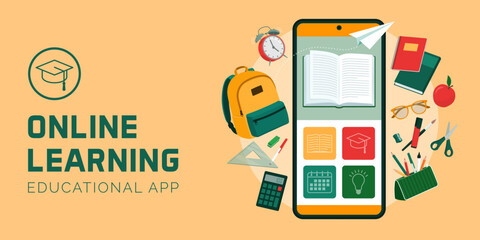 Online learning app on smartphone
