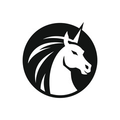 Black unicorn head illustration