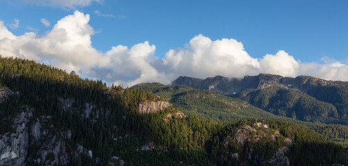 Rocky Cliffs and Trees on Canadian Mountain. Squamish, BC, Canada