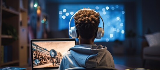 African American boy having a video call on laptop at home for distant learning