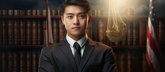 Composite image of a young Asian man with text for World Day for International Justice celebrating equality and human rights in law on July 17