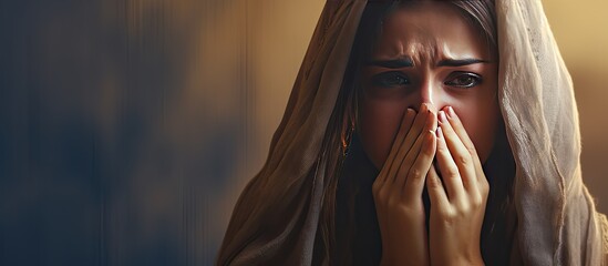Composite image of a woman crying at home on International Widows Day emphasizing sadness injustice and social issues