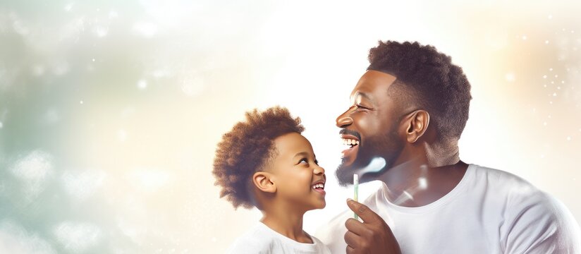 African American father and son having quality time and celebrating parents day with love