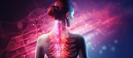 Text and image representing spinal cord injury awareness with a Caucasian woman experiencing back pain
