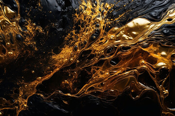 abstract dark liquid, art gold and marble splashes, 2, generative ai
