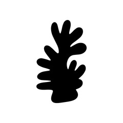Coral. Underwater element. Vector illustration in black color. Sea ocean.