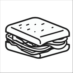 Sandwich illustration with thin line style vector isolated on white 