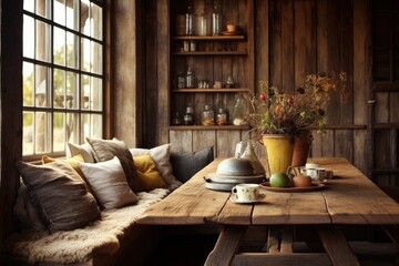 Fototapeta premium Paraphrase: Home interior design with a rustic style