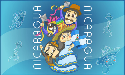 Nicaraguan custom, Central America culture vector, Nicaragua culture concept, Nicaraguan independence day