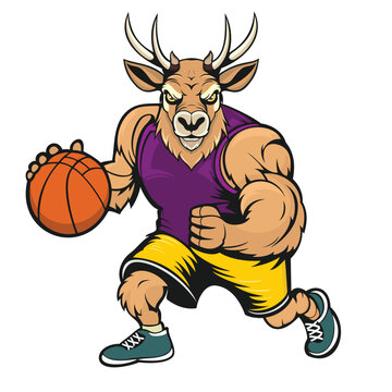 deer mascot basketball vector art illustration design
