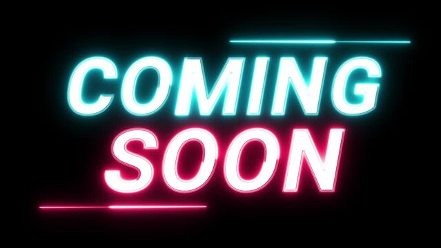 coming soon greenscreen animation with neon light style coming soon animated red and blue advertising lights