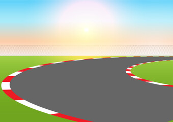 Asphalt Racing Track. Go-kart track. Race track road. Vector Illustration.	