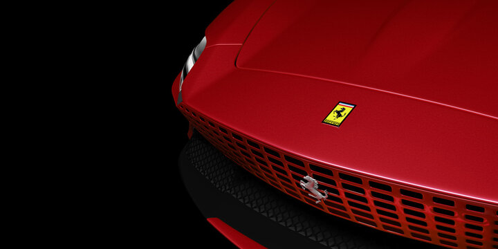 ferrari roma red sports car black studio super soft lighting cgi