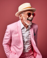 Portrait of Senior adult in colorful modern fashion and fun concept