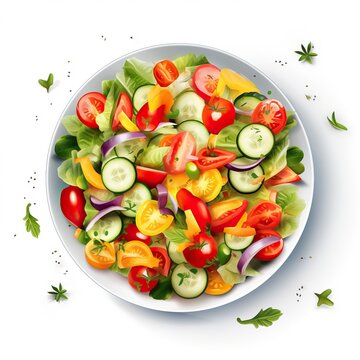 Vegetable salad, Vegetable salad colorful minimalist style realistic high quality ai image generated