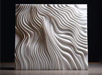 White seamless texture. Wavy background. Interior wall decoration. 3D interior wall panel pattern. white background of abstract waves.

