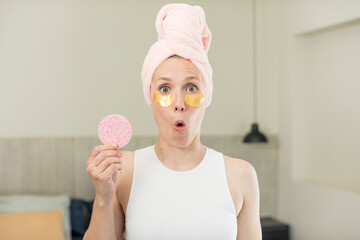 feeling extremely shocked and surprised. beauty treatment concept