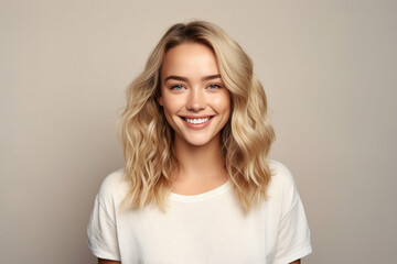 Fototapeta premium Generative ai collage image picture of pretty lovely girl looking in camera feel joyful