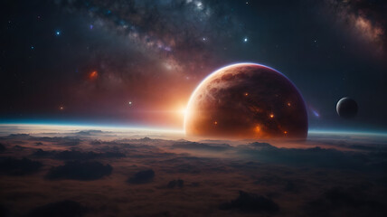 Naklejka premium Abstract planets and space background