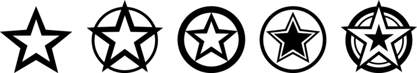 Set of star medal logo black silhouette