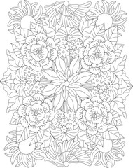 floral adult coloring page pattern garden  line art flower relaxing street free meditation coloring page intricate