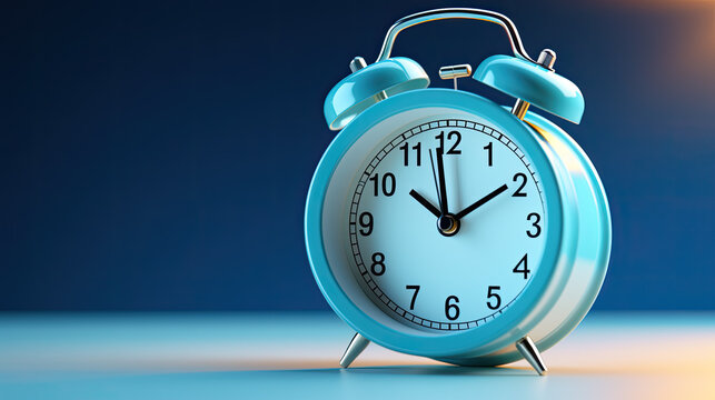 A vintage alarm clock isolated on light blue background with copy space. get up early and go to bed on time concept.