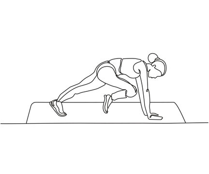 recommend clip art: Mountain climber exercise Line Drawing, Mountain climber exercise one line art, Mountain climber exercise, Continuous one line drawing, work out clip art,  workout fitness, Outline exercise clipart