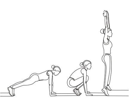 burpees exercise Line Drawing, burpees exercise one line art, burpee exercise, Continuous one line drawing, work out clip art,  workout fitness, Outline exercise clipart