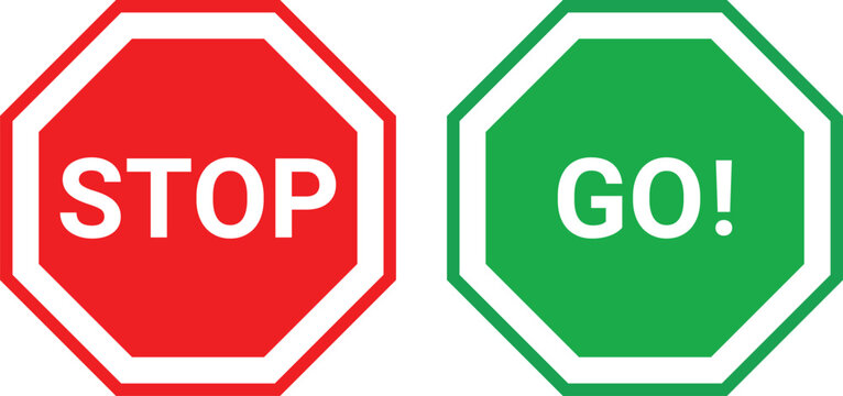 stop sign and go sign vector illustration
