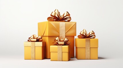 Christmas gift boxes placed on a white background. Created using generative AI technology.
