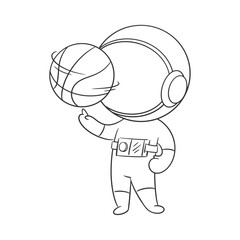 The astronaut is spinning the basketball so great for coloring