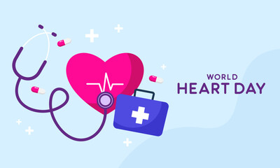 Celebrate Annual Awareness of World Heart Day Vector Illustration