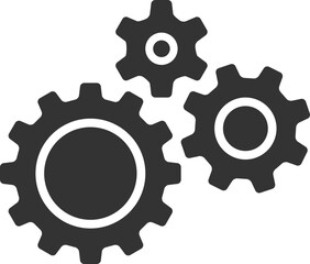 Metal gears and cogs vector. Gear icon flat design. Mechanism wheels logo. Cogwheel concept template.