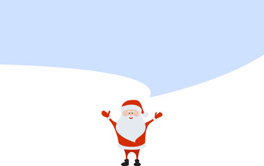 Funny happy Christmas Santa Claus character with greeting text. For card
