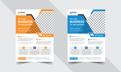 Corporate business flyer vector design template. Design template Geometric shape used for business flyer layout. Corporate flyer, Business flyer and leaflet. Flyer in A4 with Bleed