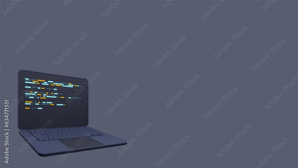 Fototapete 3d laptop and program code development. Web coding concept. Laptop with programming code. Laptop screen. Coding screen