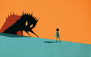 person looking at monster in the shadow