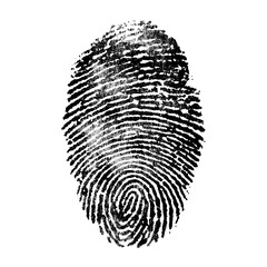 Human fingerprint with distressed texture isolated on transparent background