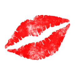 Fotobehang Red lip kiss stamp or imprint isolated on transparent background © HTGanzo