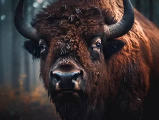 Poster Bison portrait created with Generative AI technology © Denis Darcraft