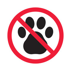 Forbidden pet vector icon. Warning, caution, attention, restriction, label, ban, danger. No pet paw flat sign design pictogram symbol. No animal icon © Elchin